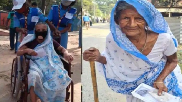 पैरों की लाचारी पर भारी लोकतंत्र के पर्व में भागीदारी, कोई लाठी के सहारे तो कोई व्हीलचेयर पर पहुंचा 13