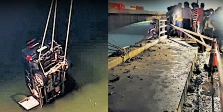 पुल की रेलिंग तोड़ गंगा में गिरी स्कॉर्पियो, दो लोगों की मौत 1